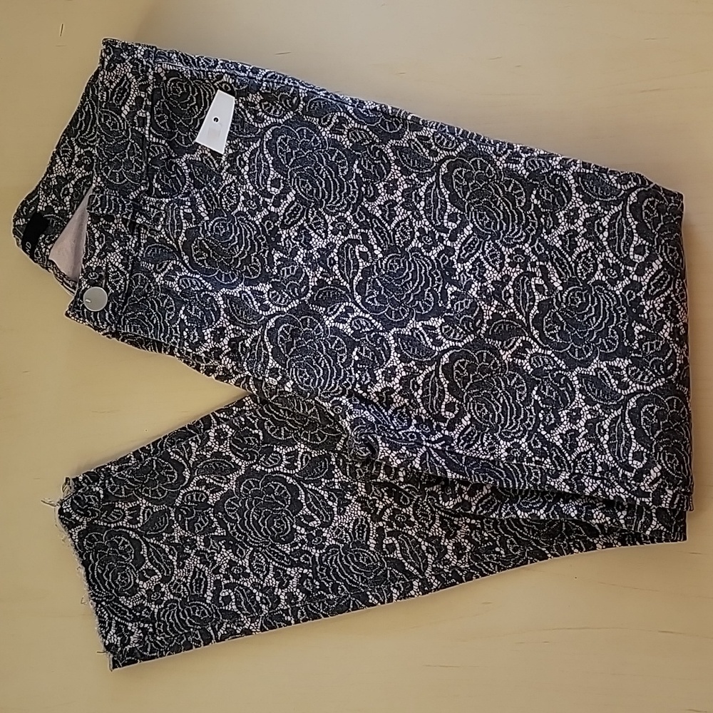 J Brand Size 28 Chimera Blush Crop Skinny Jeans Lace Print Design New